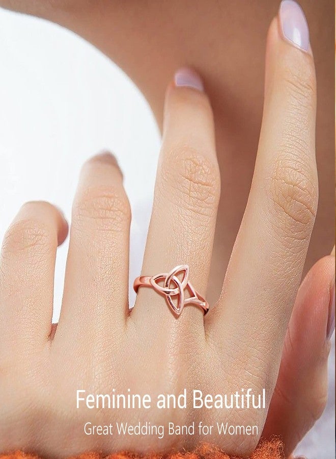 PROSILVER Rose Gold Rings For Women Sterling Silver Celtic Knot Pinky Ring Size 5 - Image 3